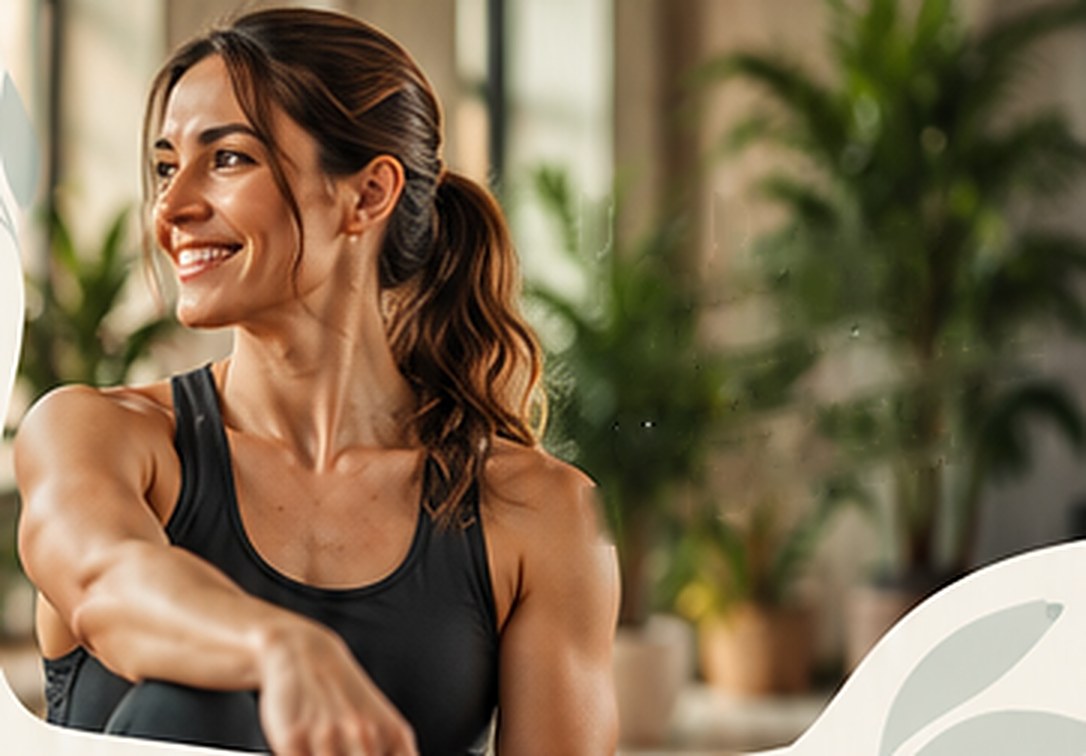 Marina sonriendo en el estudio de entrenamiento
